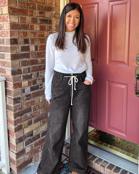 GRAPENT Wide Leg Jeans for Women Stretch High Wasited Elastic Waist Bell Bottom Baggy Y2K Pants