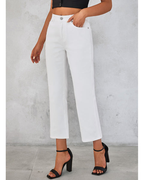 GRAPENT Jeans for Women Trendy High Waisted Baggy Straight Leg Stretchy Denim Ankle Pants Cropped Jeans with Pockets