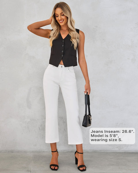 GRAPENT Jeans for Women Trendy High Waisted Baggy Straight Leg Stretchy Denim Ankle Pants Cropped Jeans with Pockets