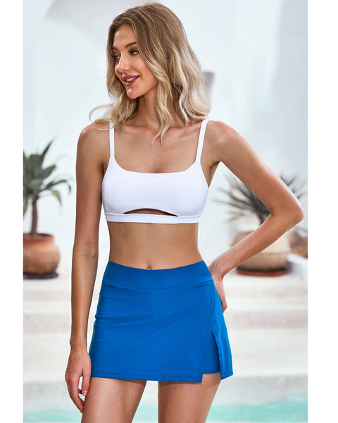 GRAPENT Bikini Tops for Women Cropped Tankini Tops Beach Padded Cut Out Adjustable Spaghetti Straps Swimwear Top Only