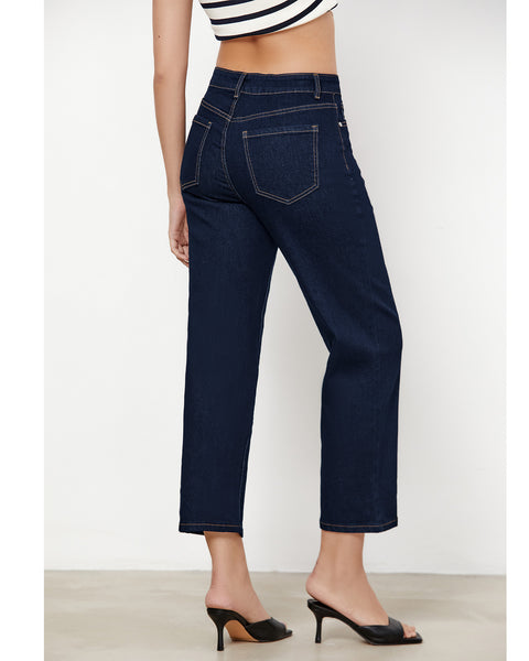 GRAPENT Jeans for Women Trendy High Waisted Baggy Straight Leg Stretchy Denim Ankle Pants Cropped Jeans with Pockets