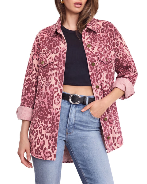 GRAPENT Women's Leopard Jean Jacket Oversized Cheetah Print Denim Shacket Non‑stretch, Leopard Print, Longline Silhouette, Button Down Denim Jackets, Flap Chest Pockets, Casual Outings, Fall Outfits