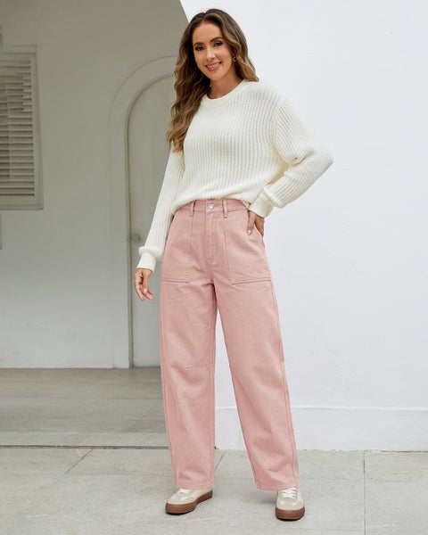 GRAPENT Barrel Pants Women Business Casual High Waisted Chino Ankle Slacks Elastic Waist Trousers Pants for Women, Tapered Leg, Four Pockets, Fall, Winter Pants, Work Office Outfit, Dressy Casual Wear