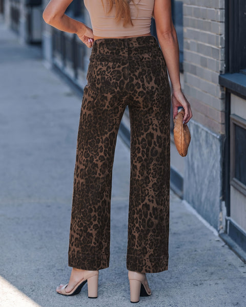 GRAPENT Leopard Jeans for Women Wide Leg High Waisted Cheetah Print Pants | High Rise, Drawstring Waist, Loose Straight Leg, Leopard Print Denim Pants, 28'' Inseam, Fit for Dressy Casual, Everyday Wear