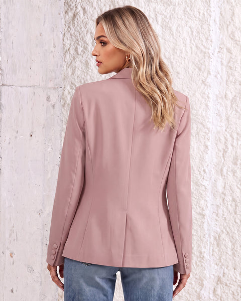 GRAPENT Womens Blazers Dressy Casual Long Sleeve Work Office Suit Jackets Notched Lapel, Shoulder Pads, Single Button, Two Pockets, Open Quarters, Back Slit, Casual Work Wear, Business Casual Outfits