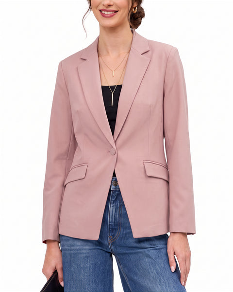 GRAPENT Womens Blazers Dressy Casual Long Sleeve Work Office Suit Jackets Notched Lapel, Shoulder Pads, Single Button, Two Pockets, Open Quarters, Back Slit, Casual Work Wear, Business Casual Outfits