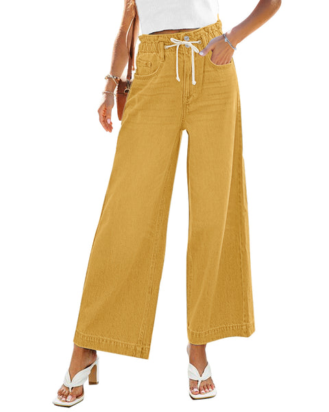 GRAPENT Wide Leg Jeans for Women Stretch High Wasited Elastic Waist Bell Bottom Baggy Y2K Pants