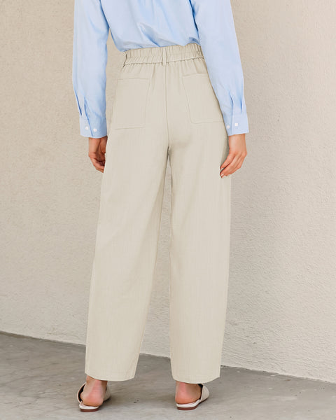 GRAPENT Dress Barrel Pants Women High Waisted Tapered Ankle Work Trousers Elastic Waist with Button-zip Closure, Pleated, 27" Inseam, 4 Pockets, Slacks for Women Business Casual, Work Office Outfits