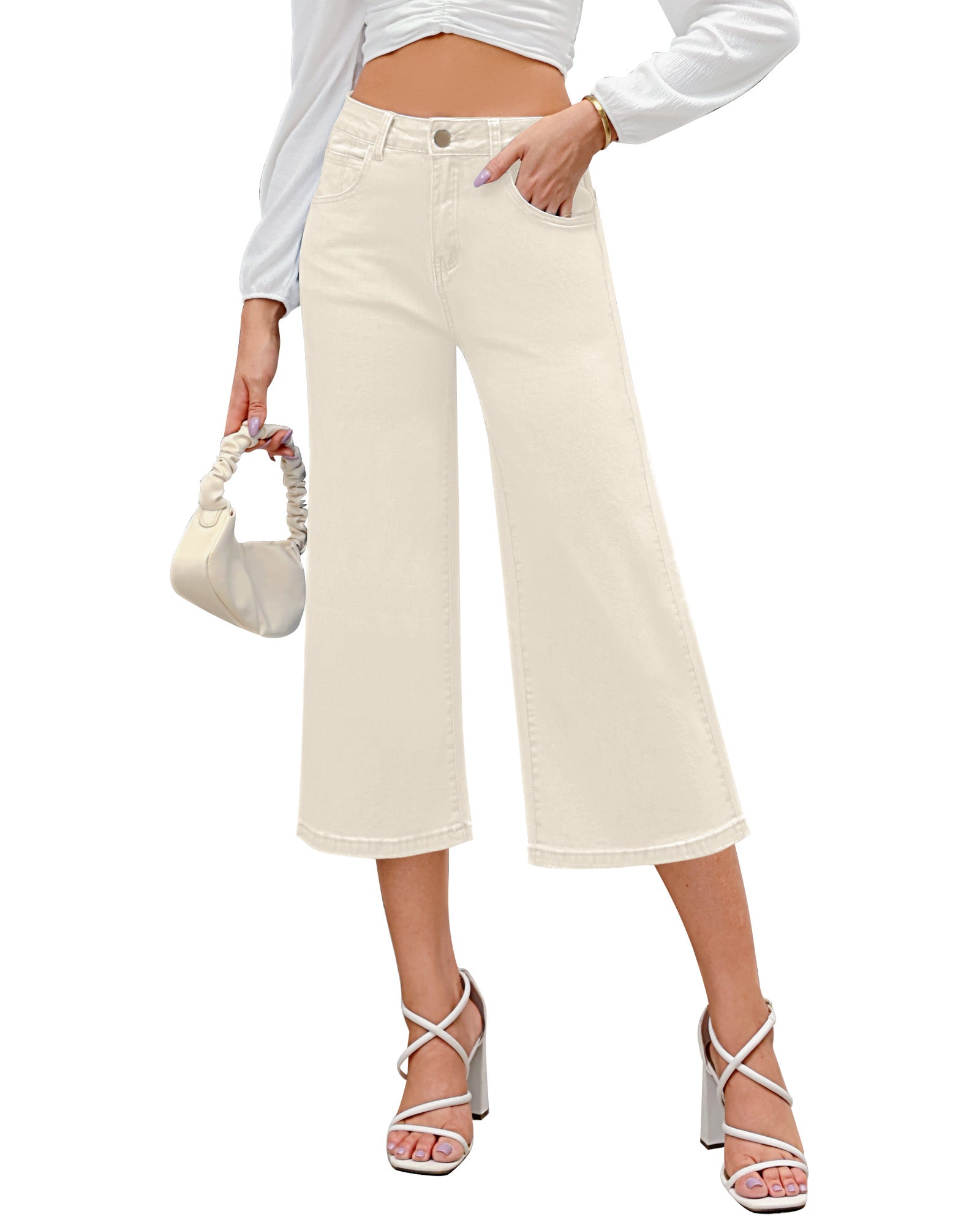 thumbnail image 2 of Women's Summer Crop Jeggings, Stretch Denim Capri 3/4 Length, Sizes 4-18, High Rise 2 of 4
