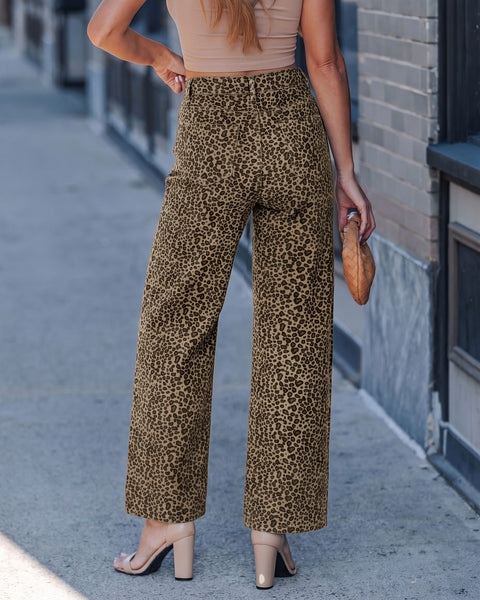 GRAPENT Leopard Jeans for Women Wide Leg High Waisted Cheetah Print Pants | High Rise, Drawstring Waist, Loose Straight Leg, Leopard Print Denim Pants, 28'' Inseam, Fit for Dressy Casual, Everyday Wear