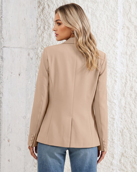 GRAPENT Womens Blazers Dressy Casual Long Sleeve Work Office Suit Jackets Notched Lapel, Shoulder Pads, Single Button, Two Pockets, Open Quarters, Back Slit, Casual Work Wear, Business Casual Outfits