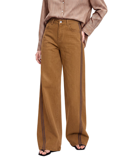 GRAPENT Wide Leg Jeans for Women High Rise Track Stripe Stretch Denim Pants Womens Jeans High Waisted, Full Length, 29.5" Inseam, Classic 5 Pockets, 90s Baggy Style, Country Concert, Work Casual Outfit