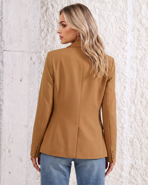 GRAPENT Womens Blazers Dressy Casual Long Sleeve Work Office Suit Jackets Notched Lapel, Shoulder Pads, Single Button, Two Pockets, Open Quarters, Back Slit, Casual Work Wear, Business Casual Outfits