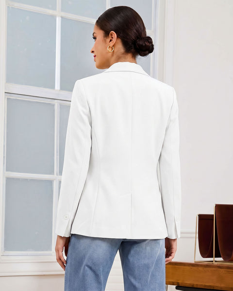 GRAPENT Blazers for Women Business Casual Long Sleeve Work Office Jackets | Womens Blazers Dressy Casual Outfits, Notched Lapel, Shoulder Pads, Single Button and 2 Pockets, Work Wear, Interview Outfits
