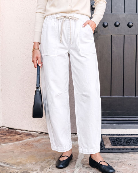 GRAPENT Jeans for Women Baggy Barrel Elastic Waist Stretchy Denim Pants | Barrel Wide Leg Jean Pants, High Waisted, Drawstring, Pull On, Ankle Length, 27.5" Inseam, Side Seams, Dressy Casual Outfits