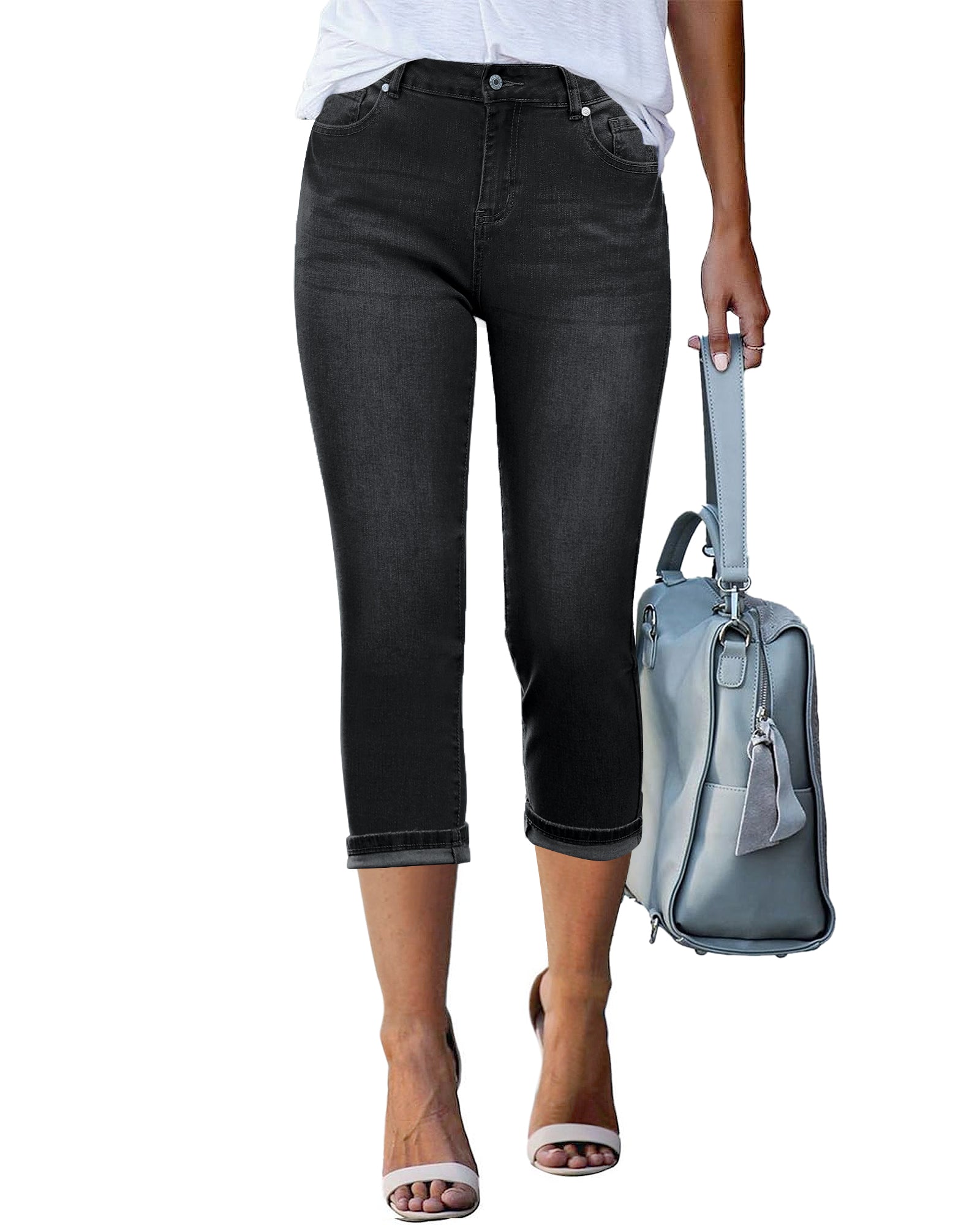 GRAPENT Capris Jeans for Women High Waisted Skinny Stretchy Denim Capr –  Grapent