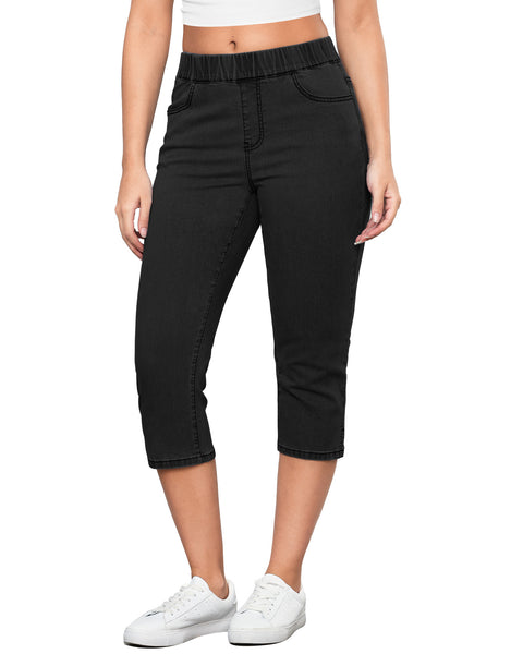 GRAPENT Women's High Waisted Skinny Elastic Waist Butt Lift Jegging Capri Jean Denim