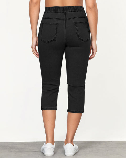 GRAPENT Women's High Waisted Skinny Elastic Waist Butt Lift Jegging Capri Jean Denim