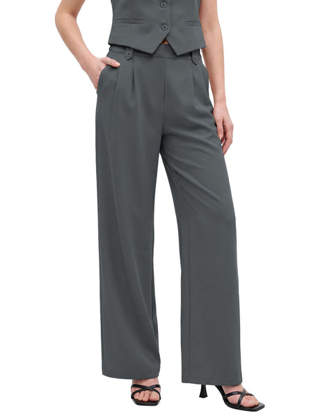 GRAPENT Dress Pants Women Wide Leg Business Casual Pull On Work Trousers | Pull On Closure, High Waisted, Elastic Back Waist, Front Pleated, Dressy Casual Pants, Office Wear, Business Casual Outfits