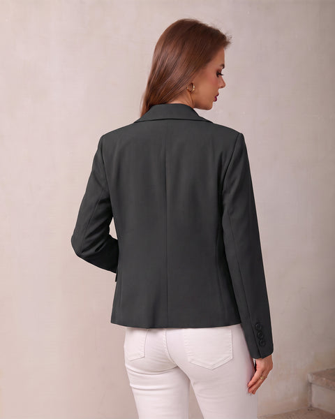 GRAPENT Blazers for Women Business Casual Shawl Collar Lined Suit Jackets Long Sleeves, Hook-and-Eye Closure, Front 2 Pockets, Shoulder Pads, Work Outfits for Women Office, Dressy Casual Wear