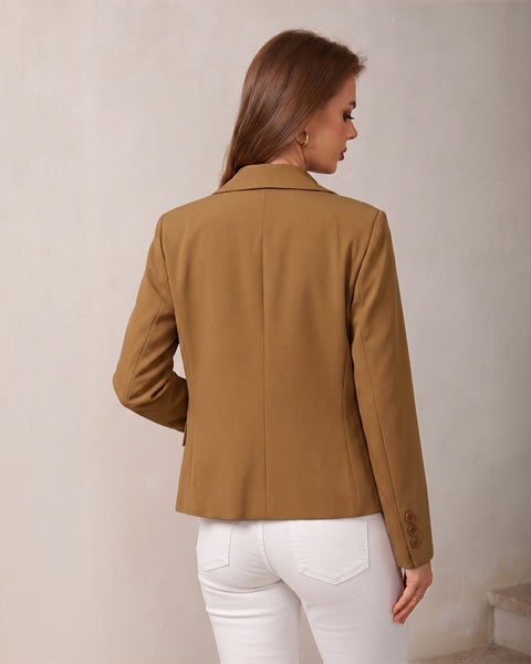 GRAPENT Blazers for Women Business Casual Shawl Collar Lined Suit Jackets Long Sleeves, Hook-and-Eye Closure, Front 2 Pockets, Shoulder Pads, Work Outfits for Women Office, Dressy Casual Wear