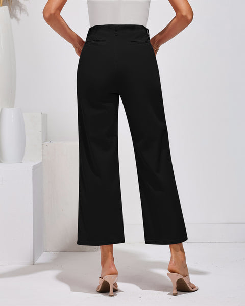 GRAPENT Wide Leg Jeans for Women High Waisted Straight Leg Stretchy Cropped Denim Pants with Pockets Jean Trousers