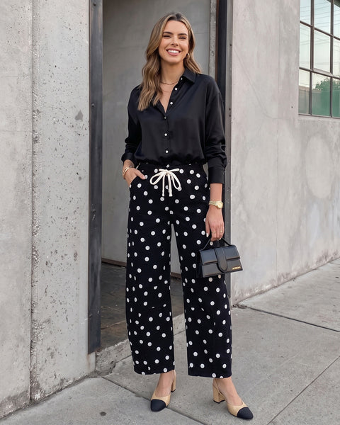 GRAPENT Barrel Womens Jeans High Rise Polka Dot Pull On Stretch Denim Pants | Cropped Jeans for Women, Elastic Waist with Drawstring, High Waisted, 27 Inch Inseam, Dressy Casual Outfit, Casual Daily Wear