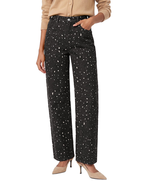GRAPENT Straight Leg Jeans for Women Deer Print High Waisted Denim Pants Adjustable Cinched Waist, Stretchy, Allover Speckled Print, Full Length, 29.5" Inseam, Country Concert, Casual Daily Wear