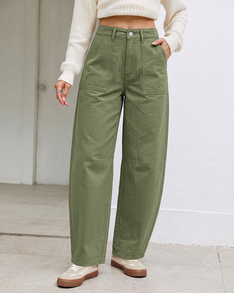 GRAPENT Barrel Pants Women Business Casual High Waisted Chino Ankle Slacks Elastic Waist Trousers Pants for Women, Tapered Leg, Four Pockets, Fall, Winter Pants, Work Office Outfit, Dressy Casual Wear
