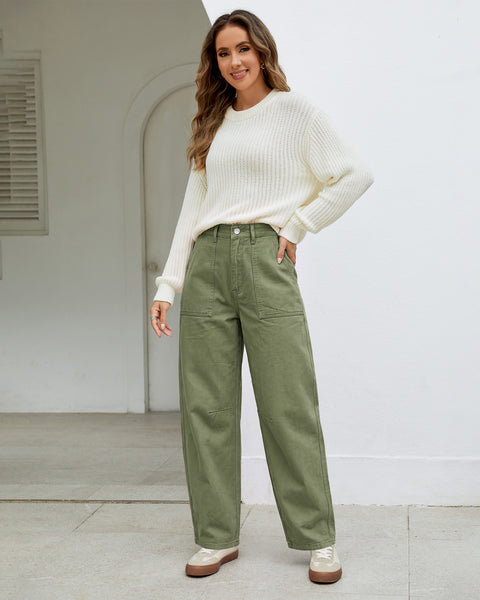 GRAPENT Barrel Pants Women Business Casual High Waisted Chino Ankle Slacks Elastic Waist Trousers Pants for Women, Tapered Leg, Four Pockets, Fall, Winter Pants, Work Office Outfit, Dressy Casual Wear