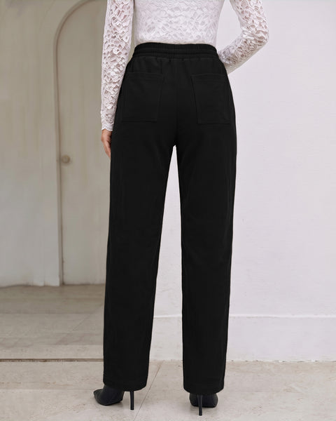 GRAPENT Corduroy Pants Women Straight Leg Leopard Print Drawstring Trousers High Waisted Fit, Elastic Waist with Cheetah Print Drawstring, Easy Pull On Style, Casual Work Pants, Fall Winter Outfits