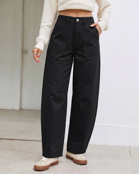 GRAPENT Barrel Pants Women Business Casual High Waisted Chino Ankle Slacks Elastic Waist Trousers Pants for Women, Tapered Leg, Four Pockets, Fall, Winter Pants, Work Office Outfit, Dressy Casual Wear