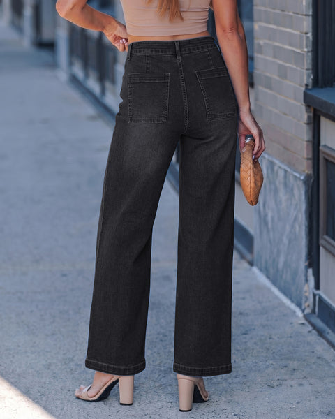 GRAPENT Womens Wide Leg Jeans High Waisted Stretch Denim Pants Patch Pocket | Effortless Wide Leg Silhouette, High Rise, 29.5 Inch Inseam, Full Length, Soft Stretch Denim, Jean Pants, Casual Work Outfits