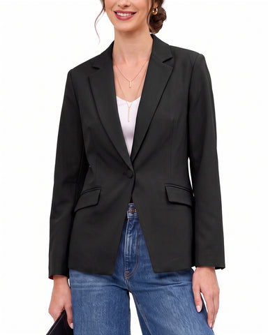GRAPENT Womens Blazers Dressy Casual Long Sleeve Work Office Suit Jackets Notched Lapel, Shoulder Pads, Single Button, Two Pockets, Open Quarters, Back Slit, Casual Work Wear, Business Casual Outfits