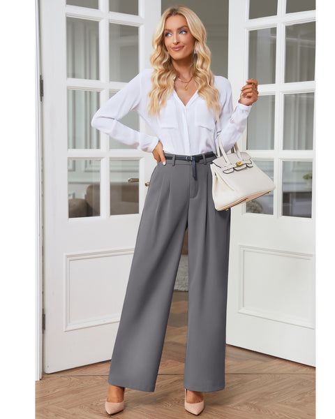 GRAPENT Wide Leg Pants for Women Work Business Casual High Waisted Dress Pants Flowy Trousers Office