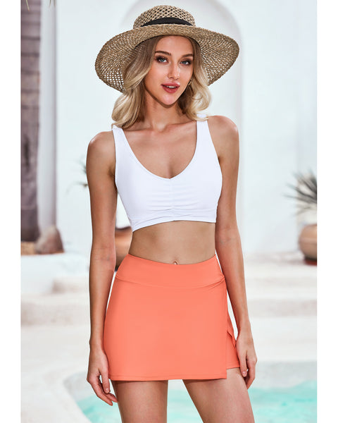 GRAPENT Swim Skirt Bottoms for Women High Waisted Bikini Swimsuit Bottom Side Split Bathing Suit Skirts with Boyshorts