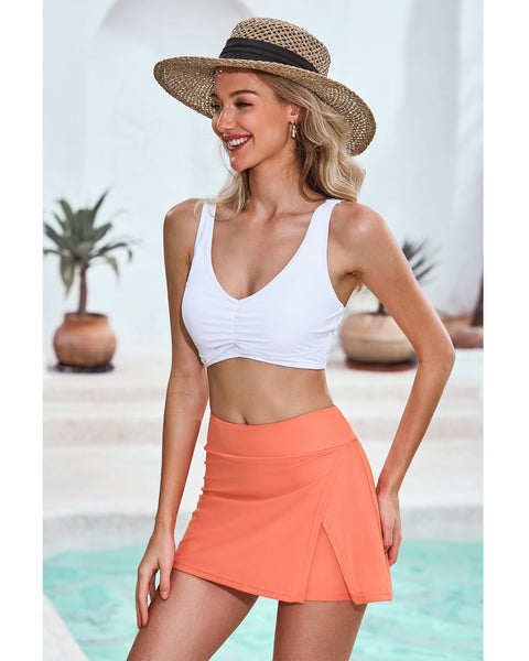 GRAPENT Swim Skirt Bottoms for Women High Waisted Bikini Swimsuit Bottom Side Split Bathing Suit Skirts with Boyshorts