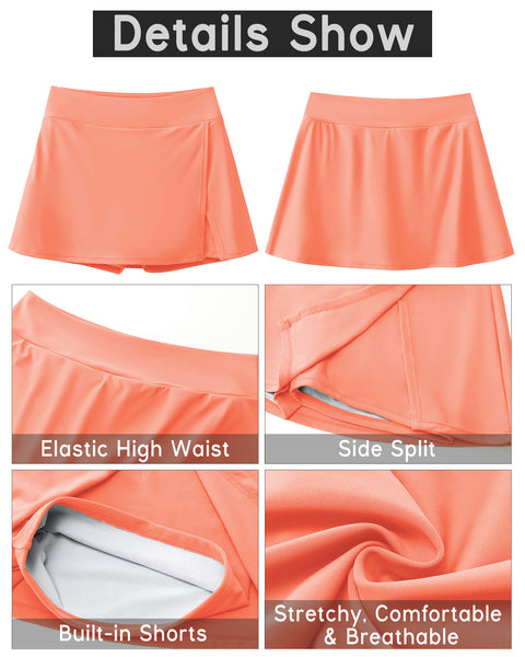GRAPENT Swim Skirt Bottoms for Women High Waisted Bikini Swimsuit Bottom Side Split Bathing Suit Skirts with Boyshorts