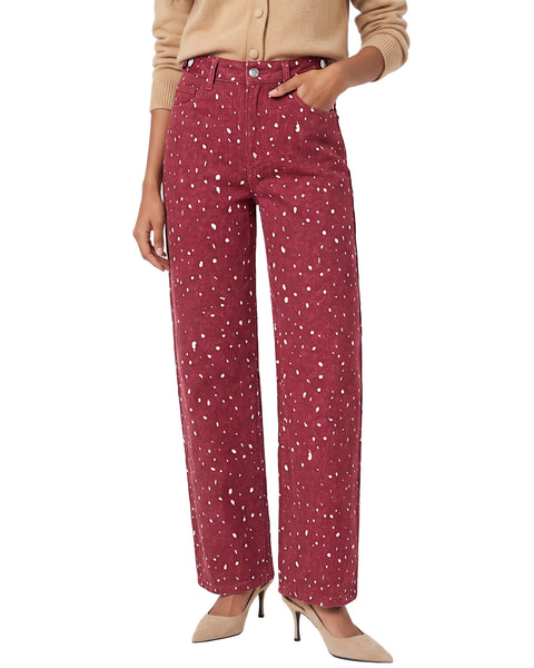 GRAPENT Straight Leg Jeans for Women Deer Print High Waisted Denim Pants Adjustable Cinched Waist, Stretchy, Allover Speckled Print, Full Length, 29.5" Inseam, Country Concert, Casual Daily Wear