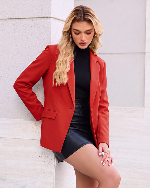 GRAPENT Womens Blazers Dressy Casual Long Sleeve Work Office Suit Jackets Notched Lapel, Shoulder Pads, Single Button, Two Pockets, Open Quarters, Back Slit, Casual Work Wear, Business Casual Outfits