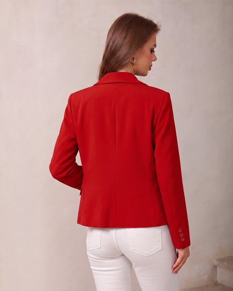GRAPENT Blazers for Women Business Casual Shawl Collar Lined Suit Jackets Long Sleeves, Hook-and-Eye Closure, Front 2 Pockets, Shoulder Pads, Work Outfits for Women Office, Dressy Casual Wear