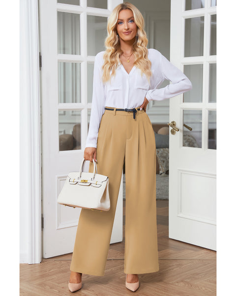 GRAPENT Wide Leg Pants for Women Work Business Casual High Waisted Dress Pants Flowy Trousers Office