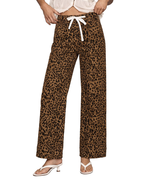 GRAPENT Leopard Jeans for Women Wide Leg High Waisted Cheetah Print Pants | High Rise, Drawstring Waist, Loose Straight Leg, Leopard Print Denim Pants, 28'' Inseam, Fit for Dressy Casual, Everyday Wear