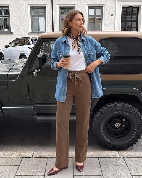 GRAPENT Corduroy Pants Women Straight Leg Leopard Print Drawstring Trousers High Waisted Fit, Elastic Waist with Cheetah Print Drawstring, Easy Pull On Style, Casual Work Pants, Fall Winter Outfits