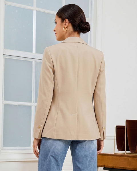 GRAPENT Blazers for Women Business Casual Long Sleeve Work Office Jackets | Womens Blazers Dressy Casual Outfits, Notched Lapel, Shoulder Pads, Single Button and 2 Pockets, Work Wear, Interview Outfits