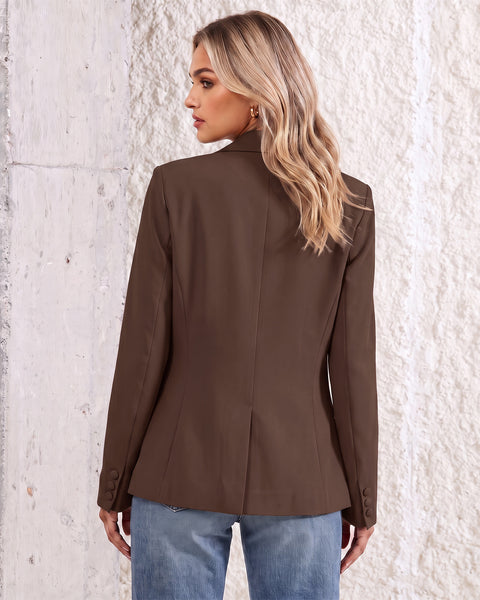 GRAPENT Womens Blazers Dressy Casual Long Sleeve Work Office Suit Jackets Notched Lapel, Shoulder Pads, Single Button, Two Pockets, Open Quarters, Back Slit, Casual Work Wear, Business Casual Outfits