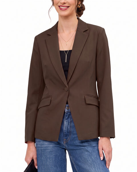 GRAPENT Womens Blazers Dressy Casual Long Sleeve Work Office Suit Jackets Notched Lapel, Shoulder Pads, Single Button, Two Pockets, Open Quarters, Back Slit, Casual Work Wear, Business Casual Outfits