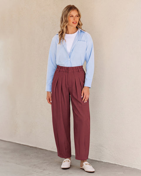 GRAPENT Dress Barrel Pants Women High Waisted Tapered Ankle Work Trousers Elastic Waist with Button-zip Closure, Pleated, 27" Inseam, 4 Pockets, Slacks for Women Business Casual, Work Office Outfits