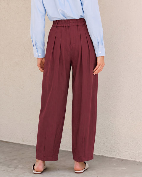 GRAPENT Dress Barrel Pants Women High Waisted Tapered Ankle Work Trousers Elastic Waist with Button-zip Closure, Pleated, 27" Inseam, 4 Pockets, Slacks for Women Business Casual, Work Office Outfits