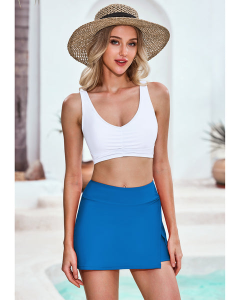GRAPENT Swim Skirt Bottoms for Women High Waisted Bikini Swimsuit Bottom Side Split Bathing Suit Skirts with Boyshorts